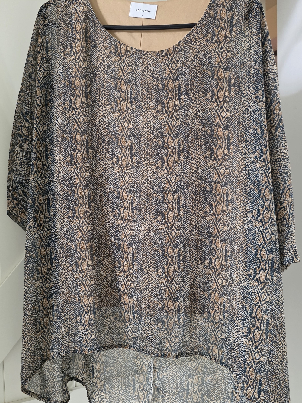 Adrienne Snakeskin Print Sheer Tunic - Black & Tan